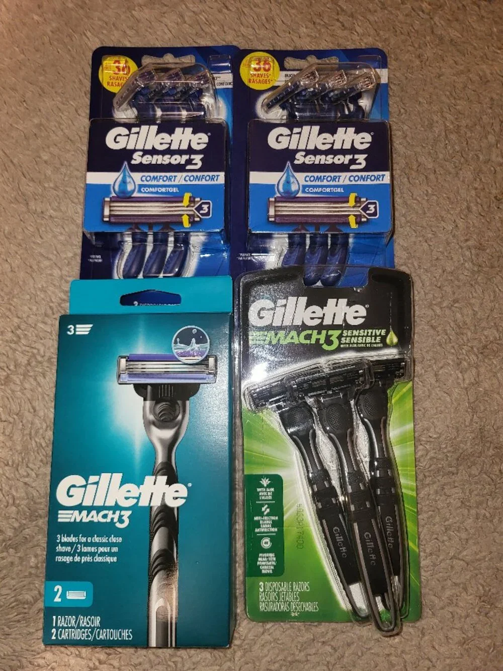 Mixed Lot Gillette Cartridge & Disposable Razors New Unopened